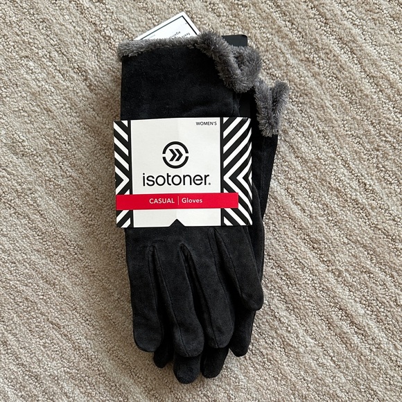 NWT Isotoner Womens Micro Luxe Suede Casual Gloves Size XL Black Classic Warm - Picture 2 of 10